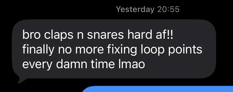 bro claps n snares hard af!! finally no more fixing loop points every damn time lmao